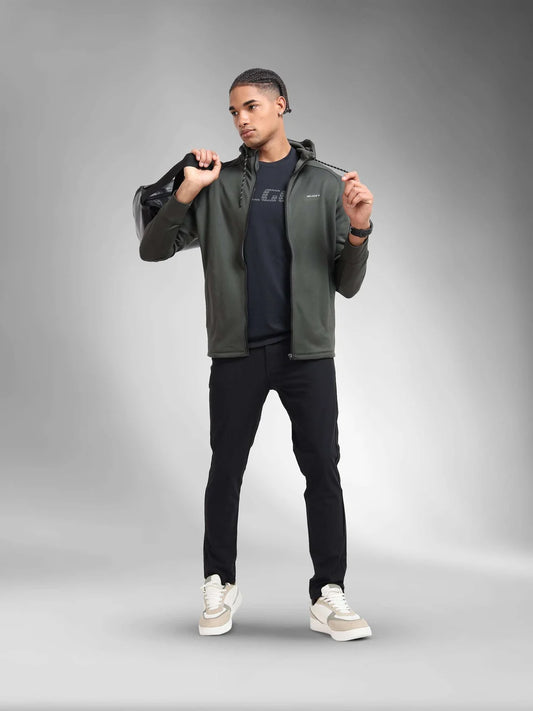 Men's Winter Essential Ultra-Soft Fleece Hooded Jacket-Olive green
