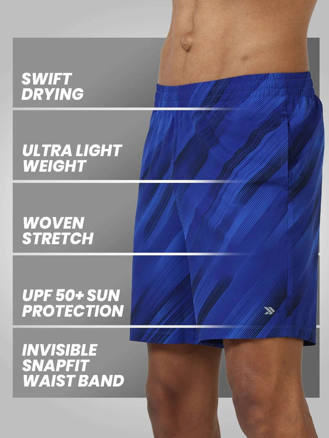 Printed Lightweight Stretch Performance Shorts-Blue