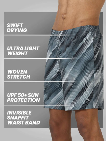 Printed Lightweight Stretch Performance Shorts-Stone Grey