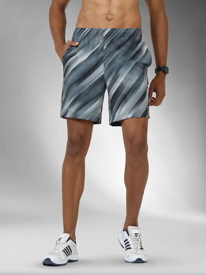 Printed Lightweight Stretch Performance Shorts-Stone Grey