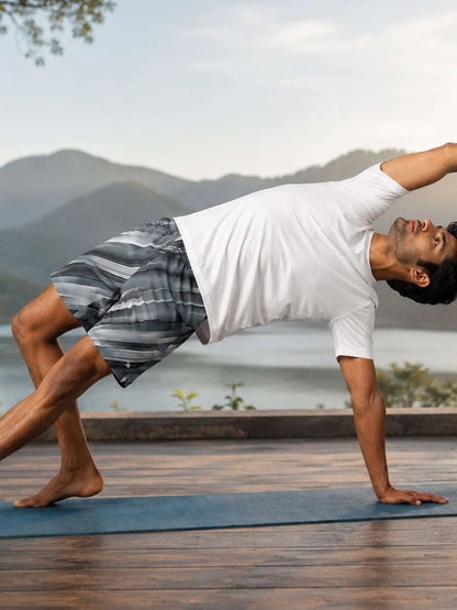 Printed Lightweight Stretch Performance Shorts-Stone Grey