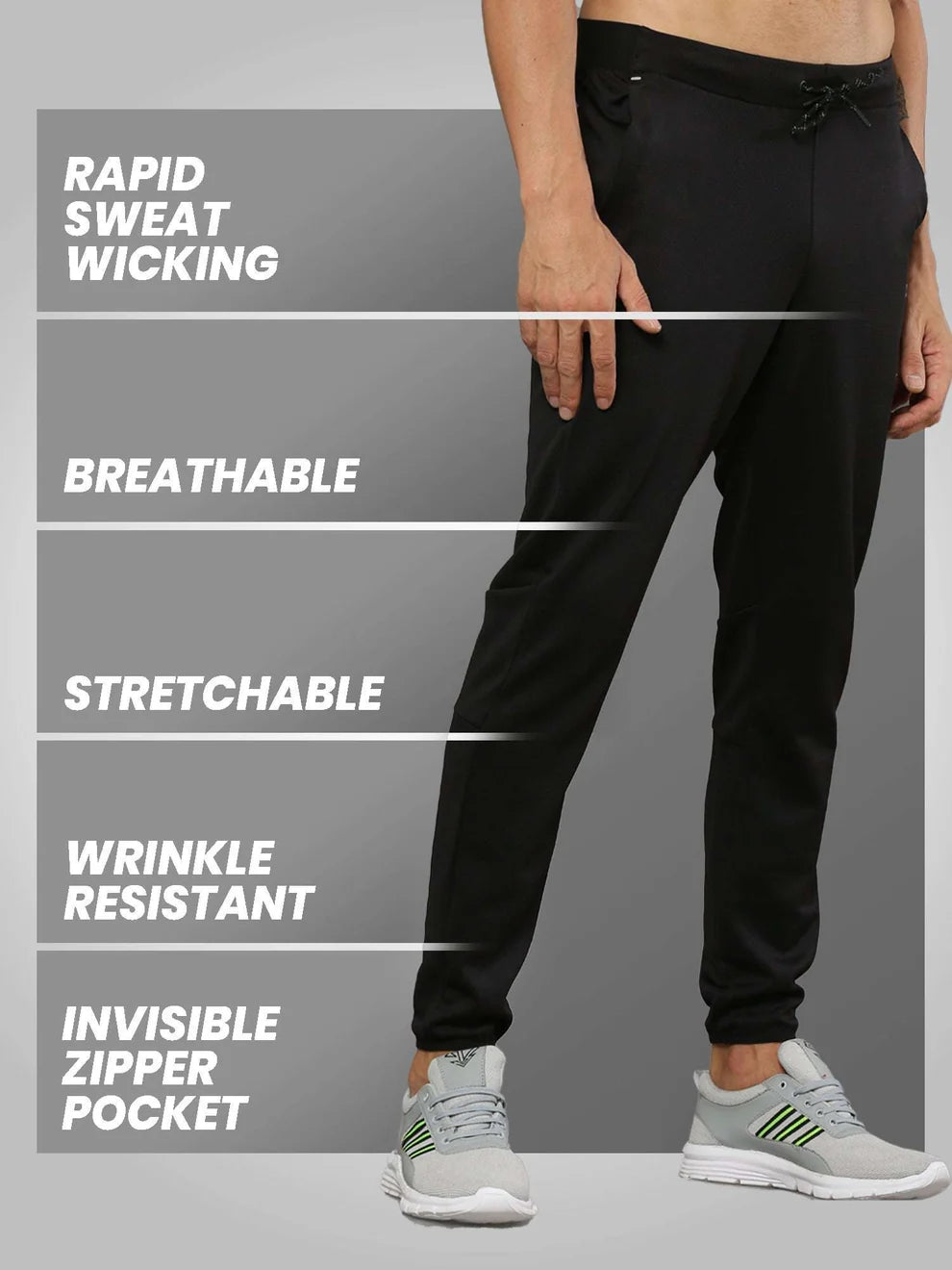 Men's Breathable Performance Track Pants for Training-black