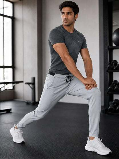 Men's Breathable Performance Track Pants for Training-Light Grey