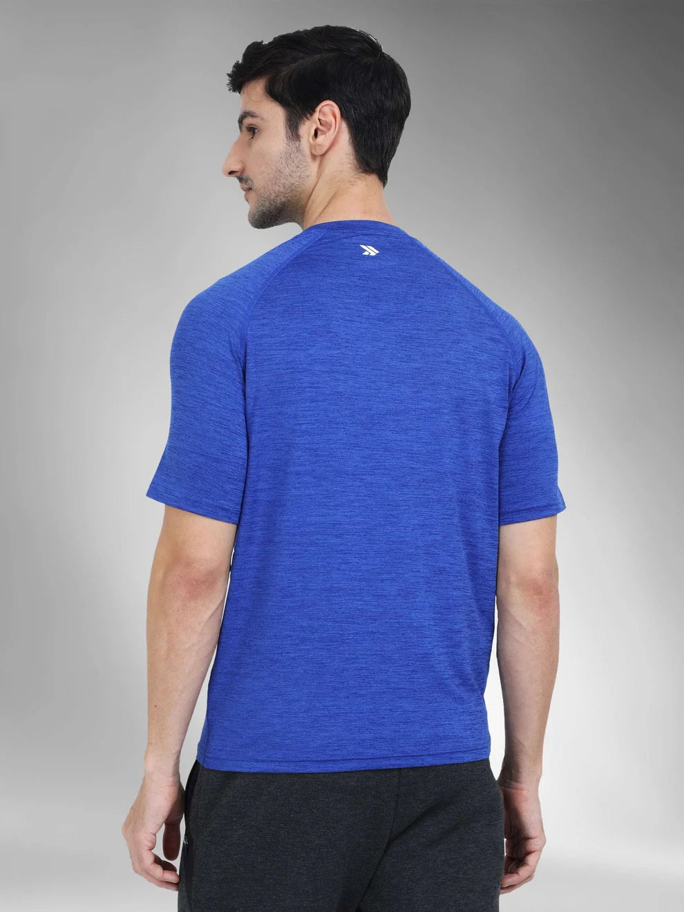 Men's Super Stretchable Raglan Sleeves Gym T-shirt-blue