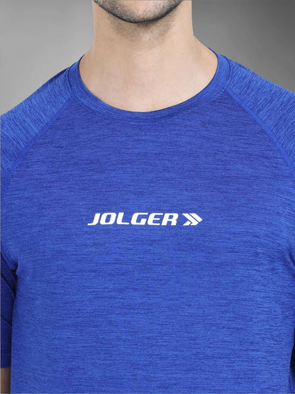 Men's Super Stretchable Raglan Sleeves Gym T-shirt-blue