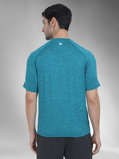 Men's Super Stretchable Raglan Sleeves Gym T-shirt-Green