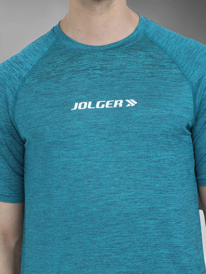 Men's Super Stretchable Raglan Sleeves Gym T-shirt-Turquoise