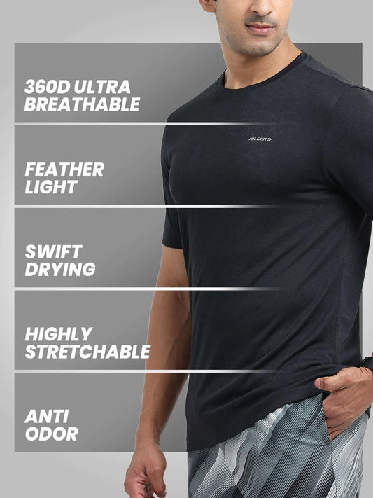 Jolger men's dry rush ultra breathable t-shirt-Black