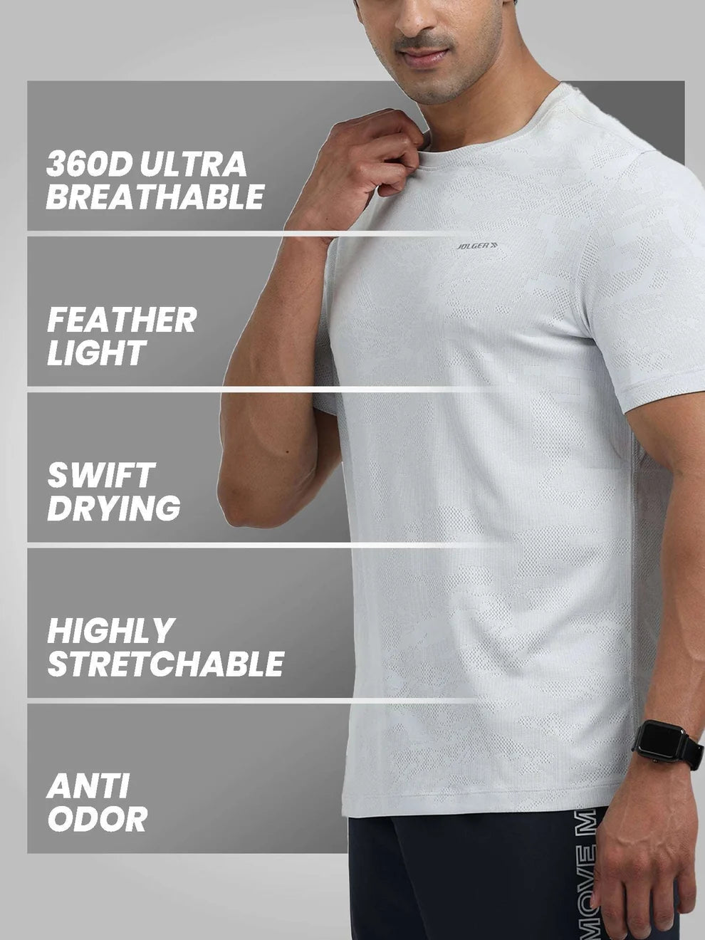 Jolger men's dry rush ultra breathable t-shirt-silver