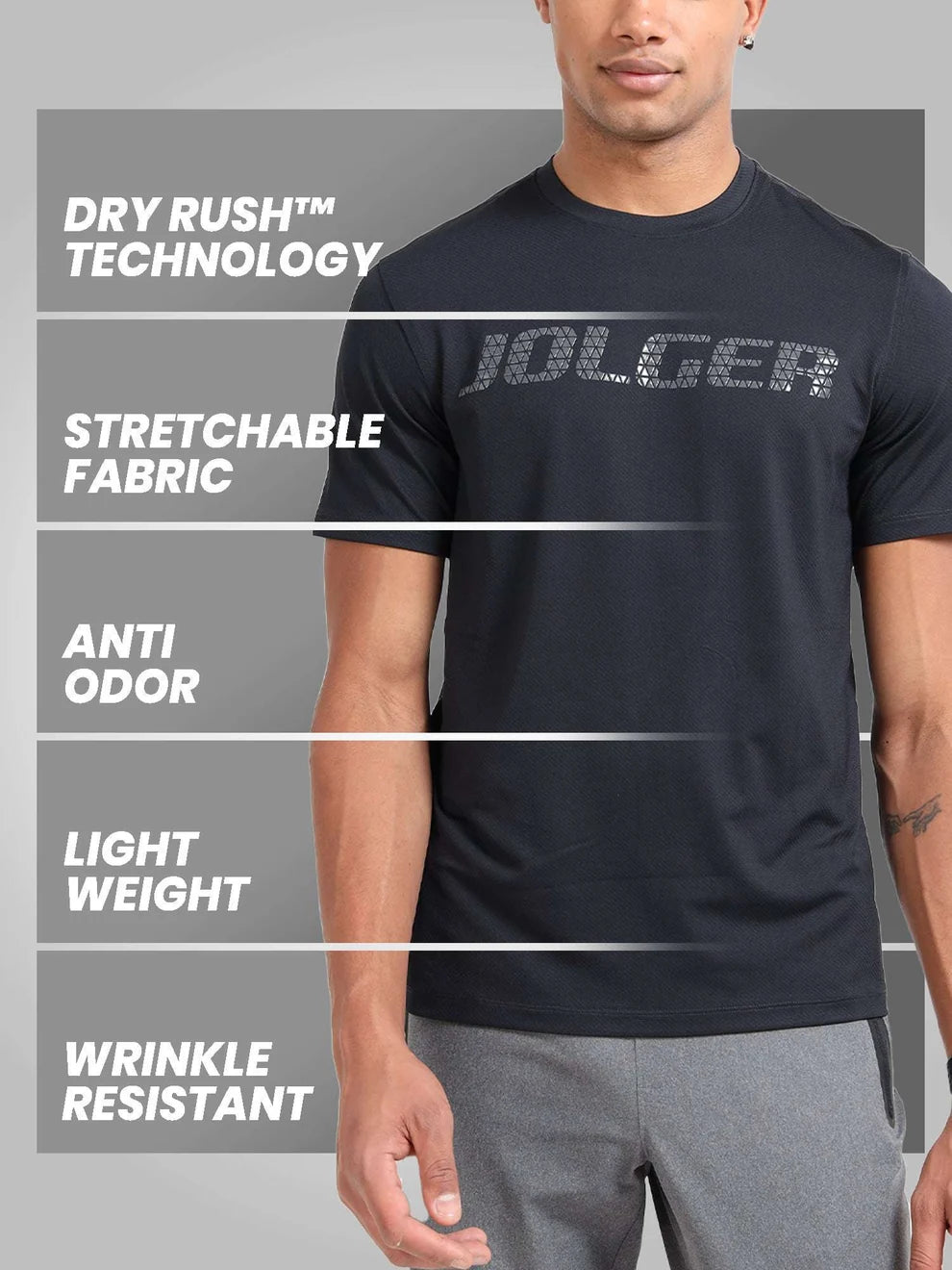 Jolger men's all training t shirt-Black