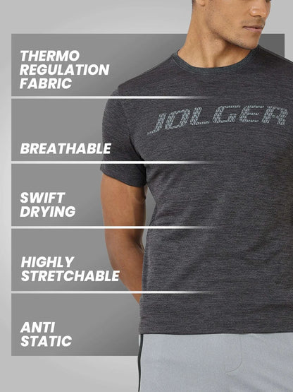 Men's Thermoregulated Dry-Rush Crew neck T-shirt-Dark Grey