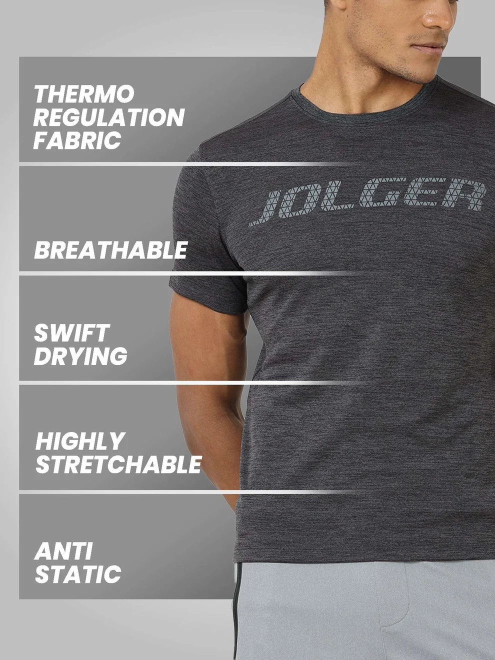 Men's Thermoregulated Dry-Rush Crew neck T-shirt-brown