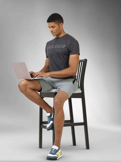 Men's Thermoregulated Dry-Rush Crew neck T-shirt-Dark Grey