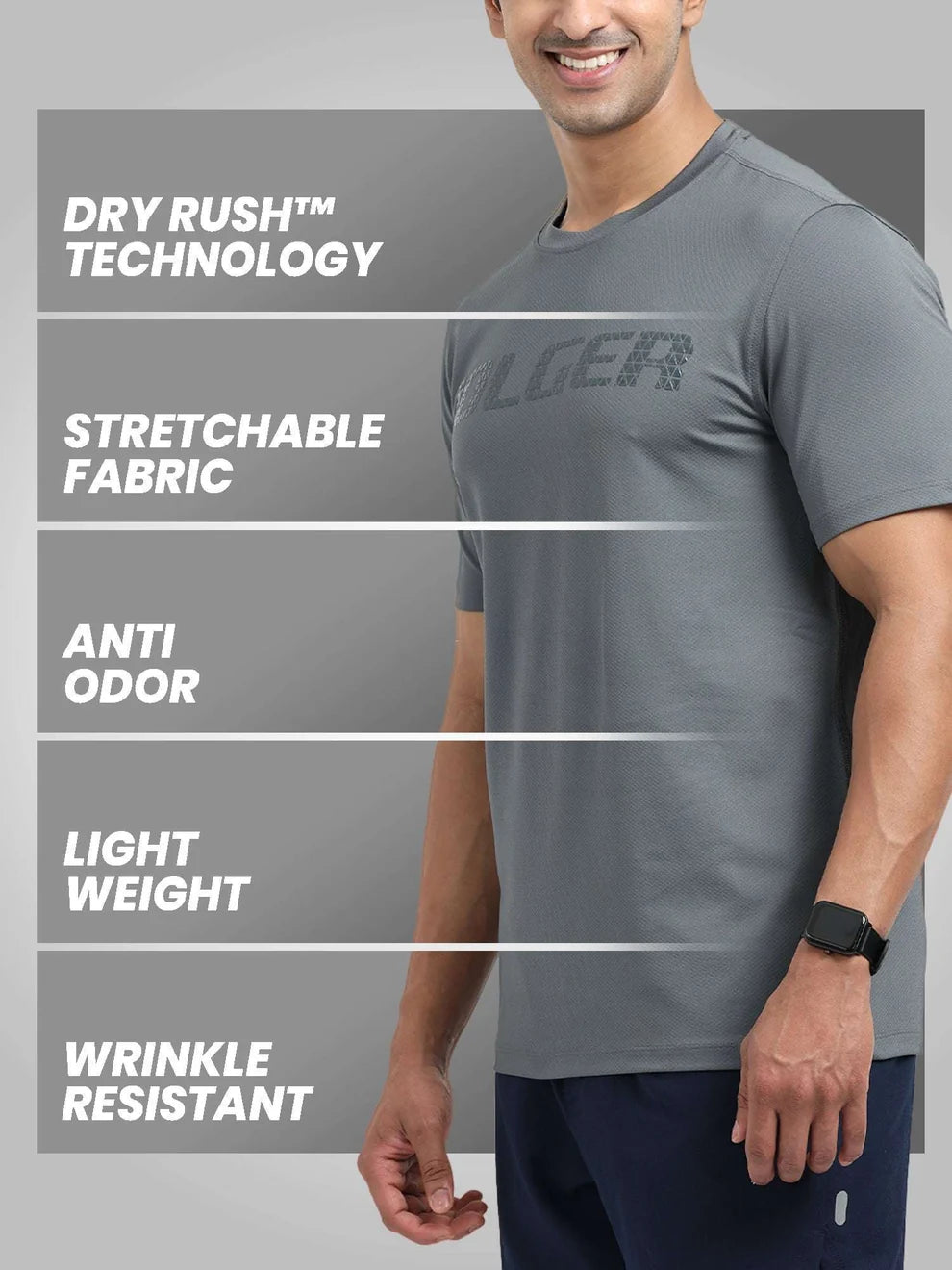 Jolger men's all training t shirt-Grey
