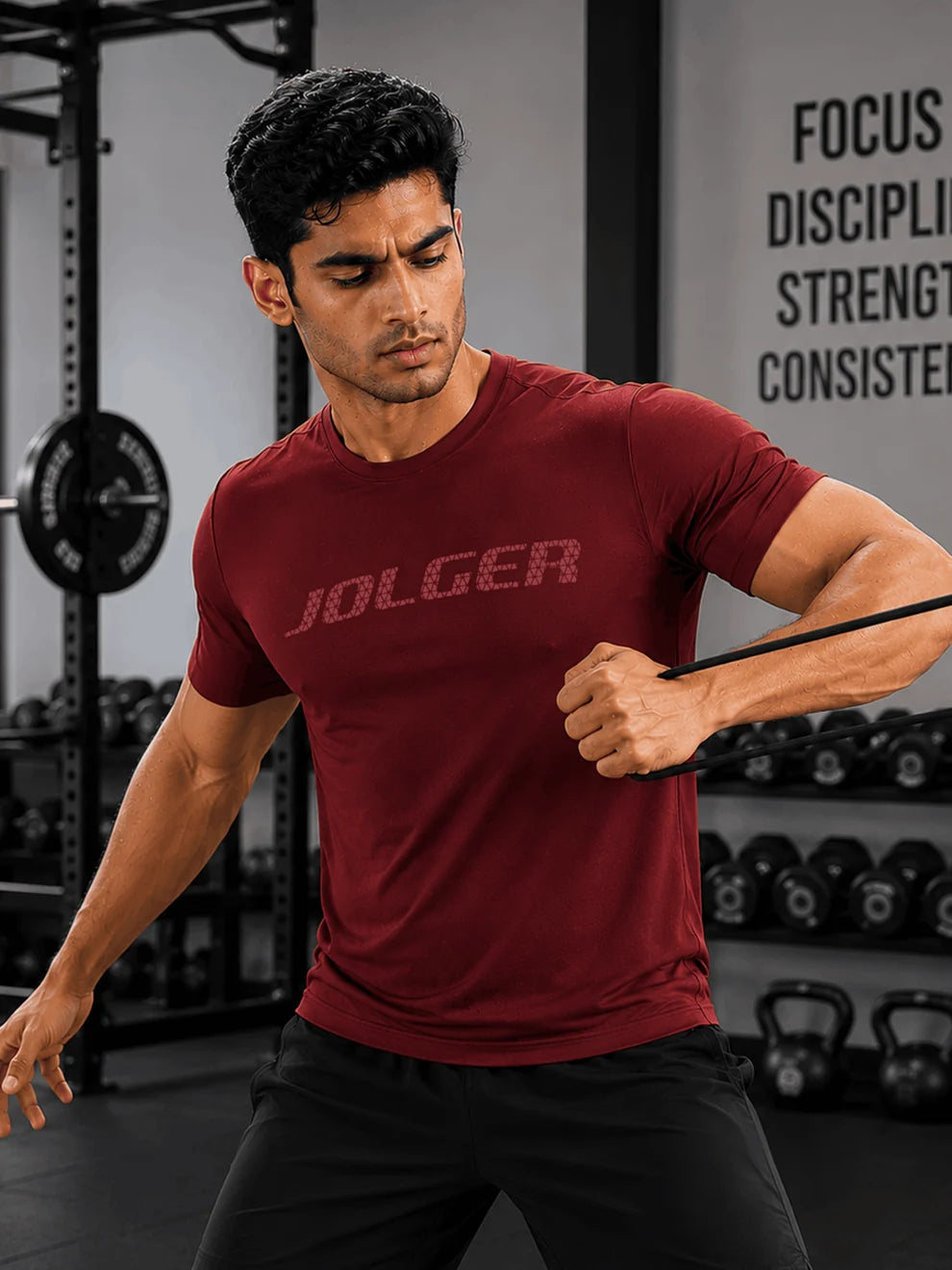 Men's Thermoregulated Dry-Rusha Crew neck T-shirt-Maroon