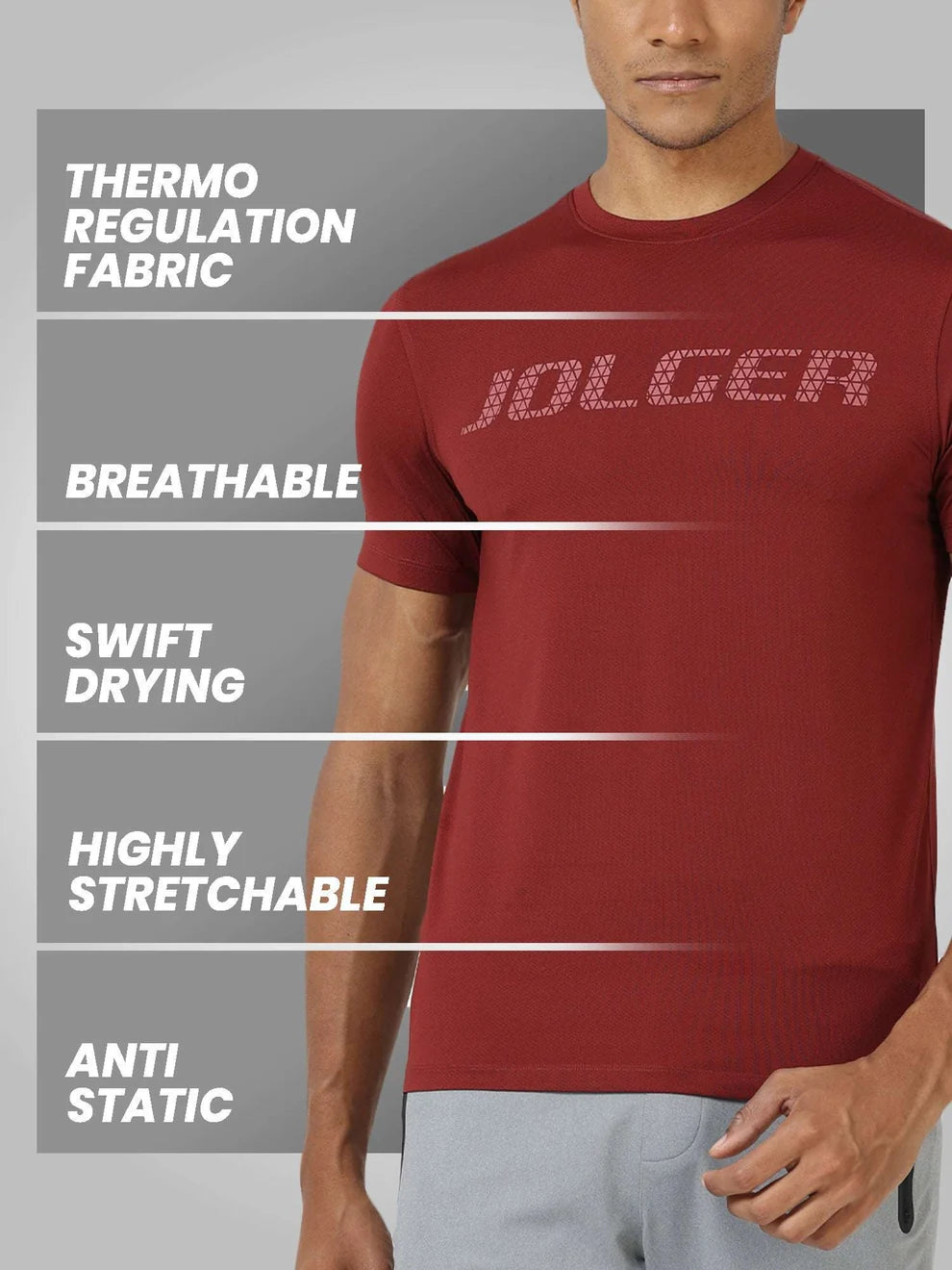 Men's Thermoregulated Dry-Rusha Crew neck T-shirt-Maroon