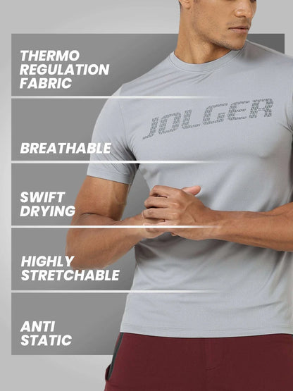 Men's Thermoregulated Dry-Rush Crew neck T-shirt-silver