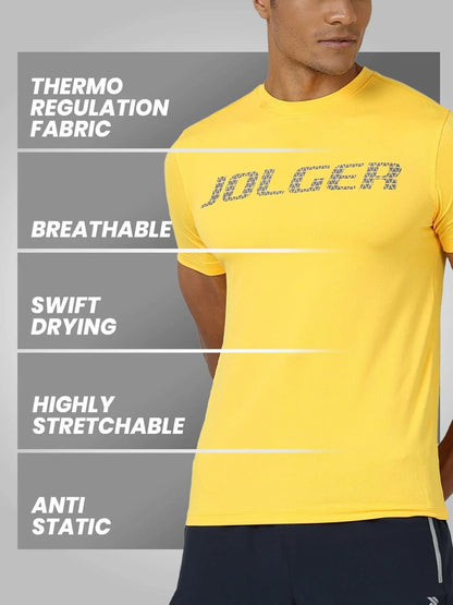 Men's Thermoregulated Dry-Rush Crew neck T-shirt-Yellow
