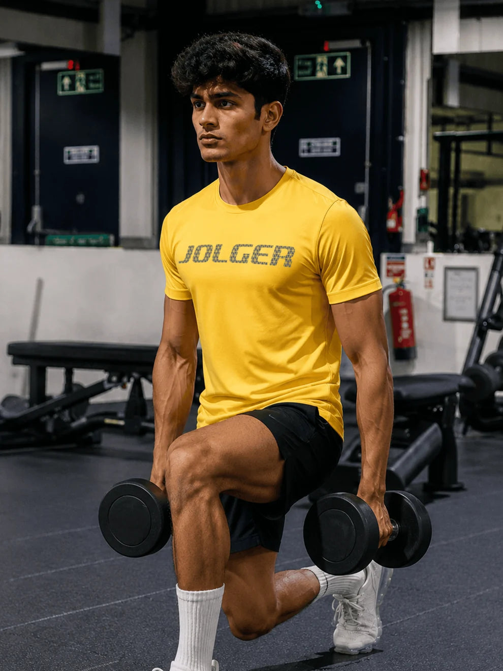 Men's Thermoregulated Dry-Rush Crew neck T-shirt-Yellow
