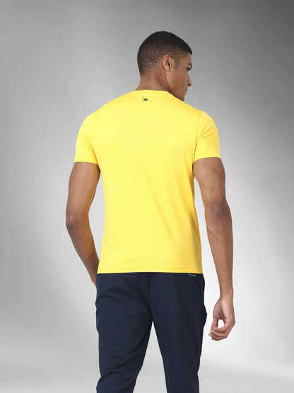 Men's Thermoregulated Dry-Rush Crew neck T-shirt-Yellow