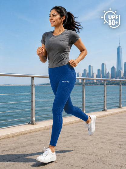 Women's High Waist Active Wear Yoga & Gym 7/8 Leggings-ocean blue