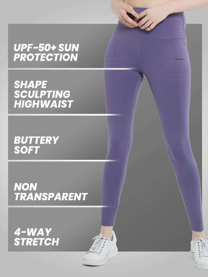 Women's Super High-Waist Satin-Smooth Sun-Protected 8/8 Tights-Purple