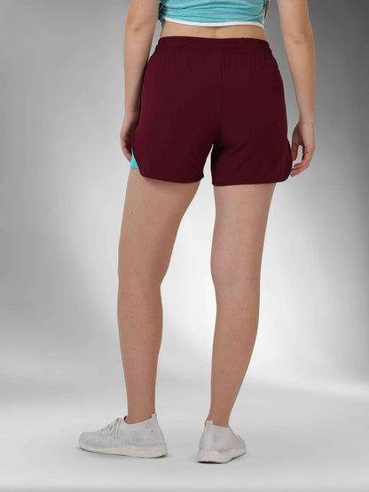 Women's Stretchable Lightweight Dolphin workout  Shorts-Maroon
