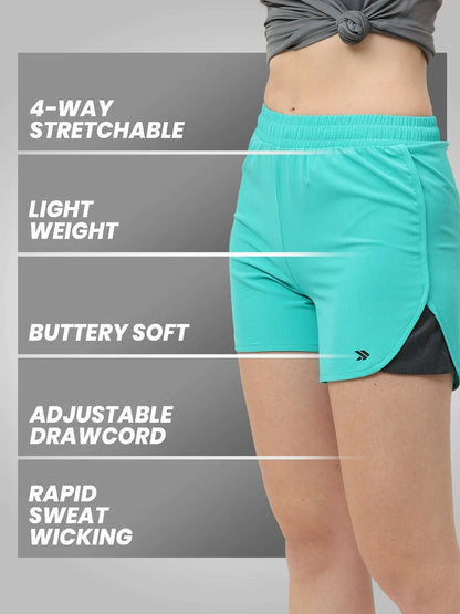 Women's Stretchable Lightweight Dolphin workout  Shorts-turquoise
