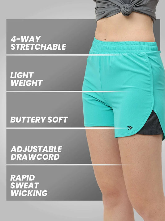 Women's Stretchable Lightweight Dolphin workout  Shorts-turquoise