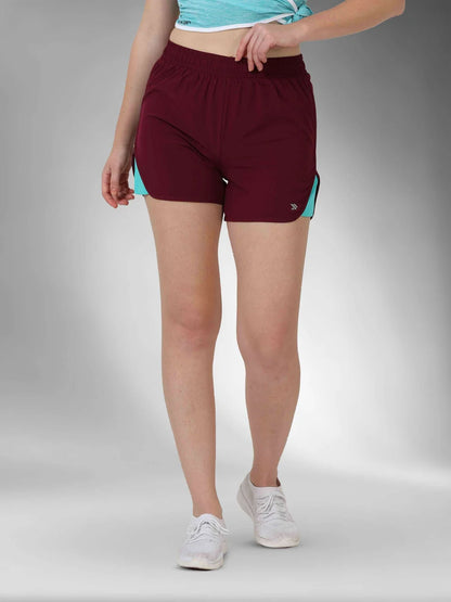 Women's Stretchable Lightweight Dolphin workout  Shorts-Maroon