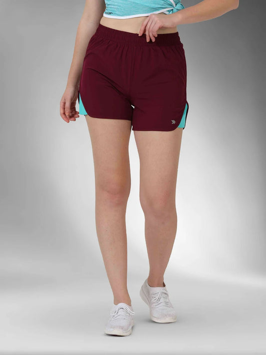 Women's Stretchable Lightweight Dolphin workout  Shorts-Maroon