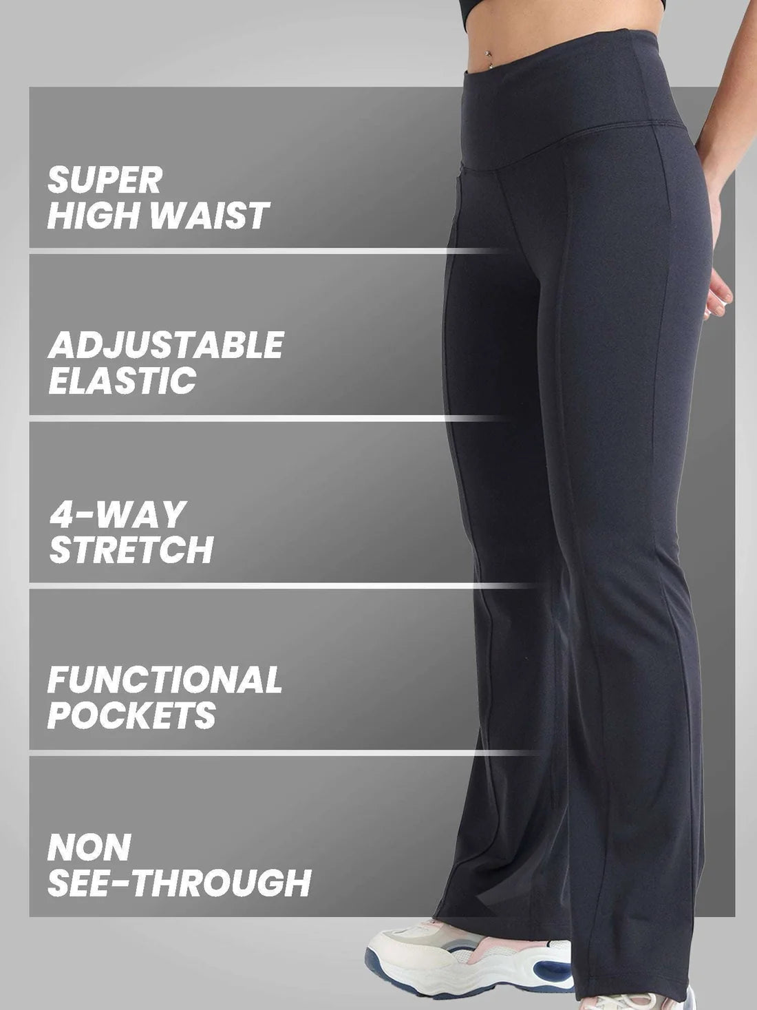 High Waist All Day Flare Pant Regular-Dark Grey Heather