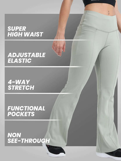 High Waist All Day Flare Pant Regular-Sage Green