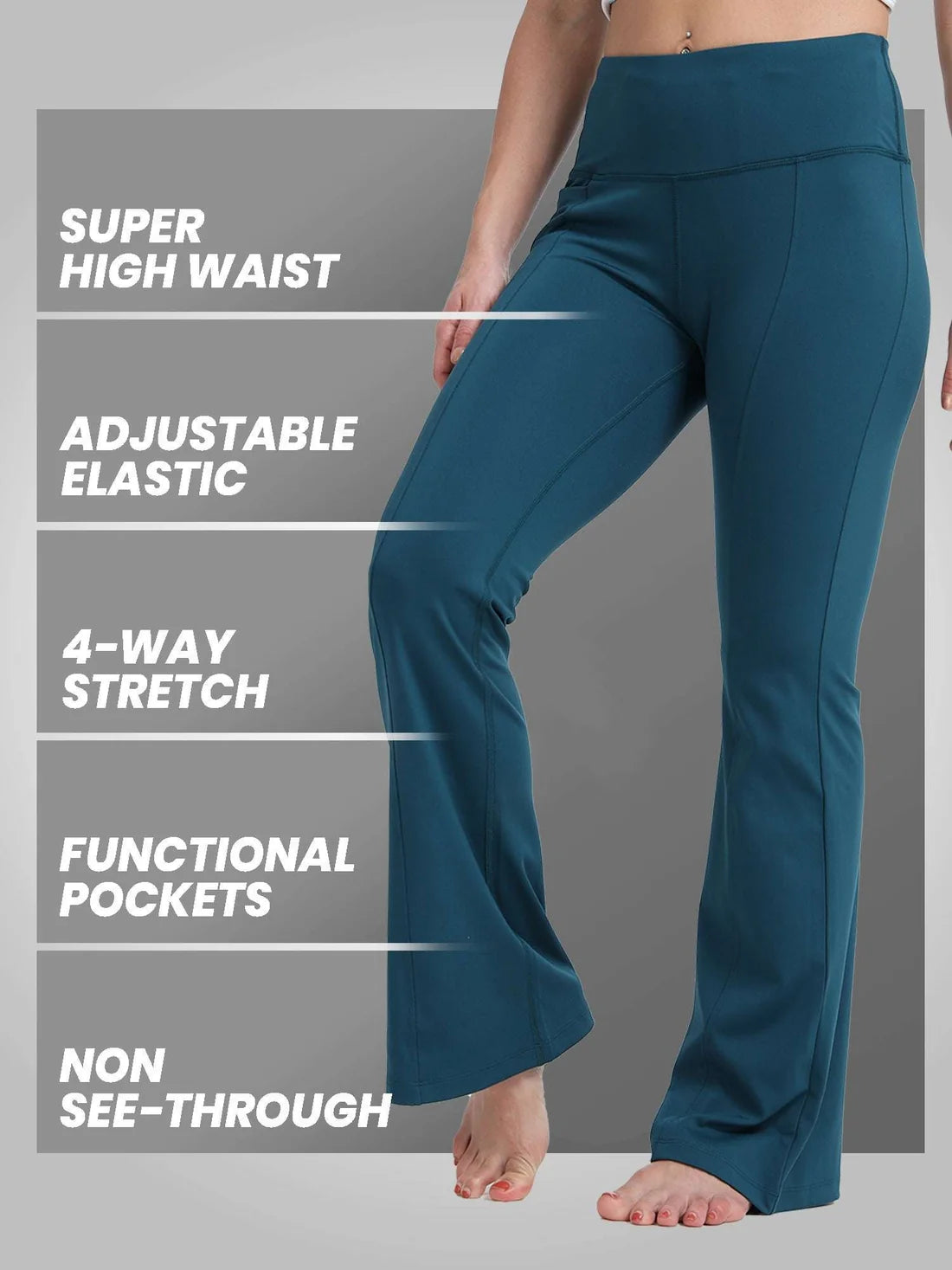 High Waist All Day Flare Pant Regular-Teal