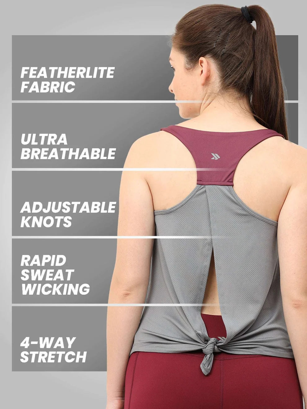 Women's Ultra-lite Slit Back Mesh Tank Top-stone Grey