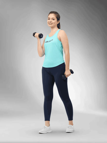 Women's Ultra-lite Slit Back Mesh Tank Top-turquoise