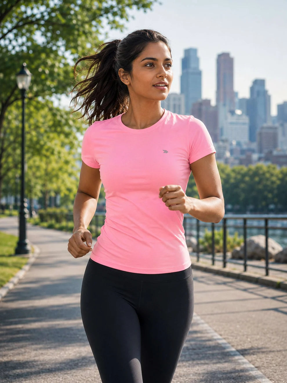 Women's Dry rush Fitness Essential Crew Neck T-Shirt-neon pink