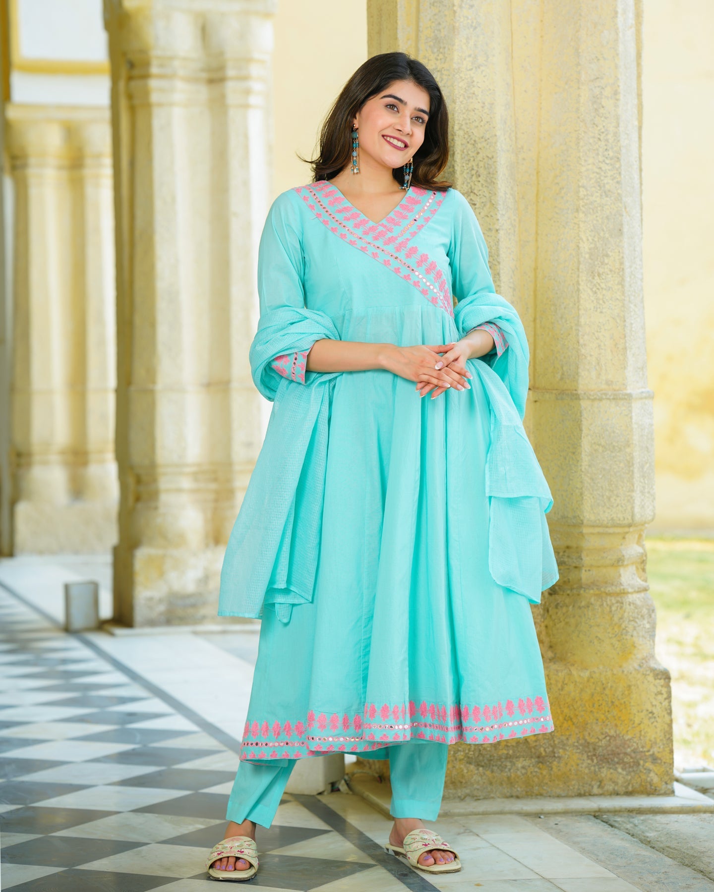 Blue Embroidered Suit Set