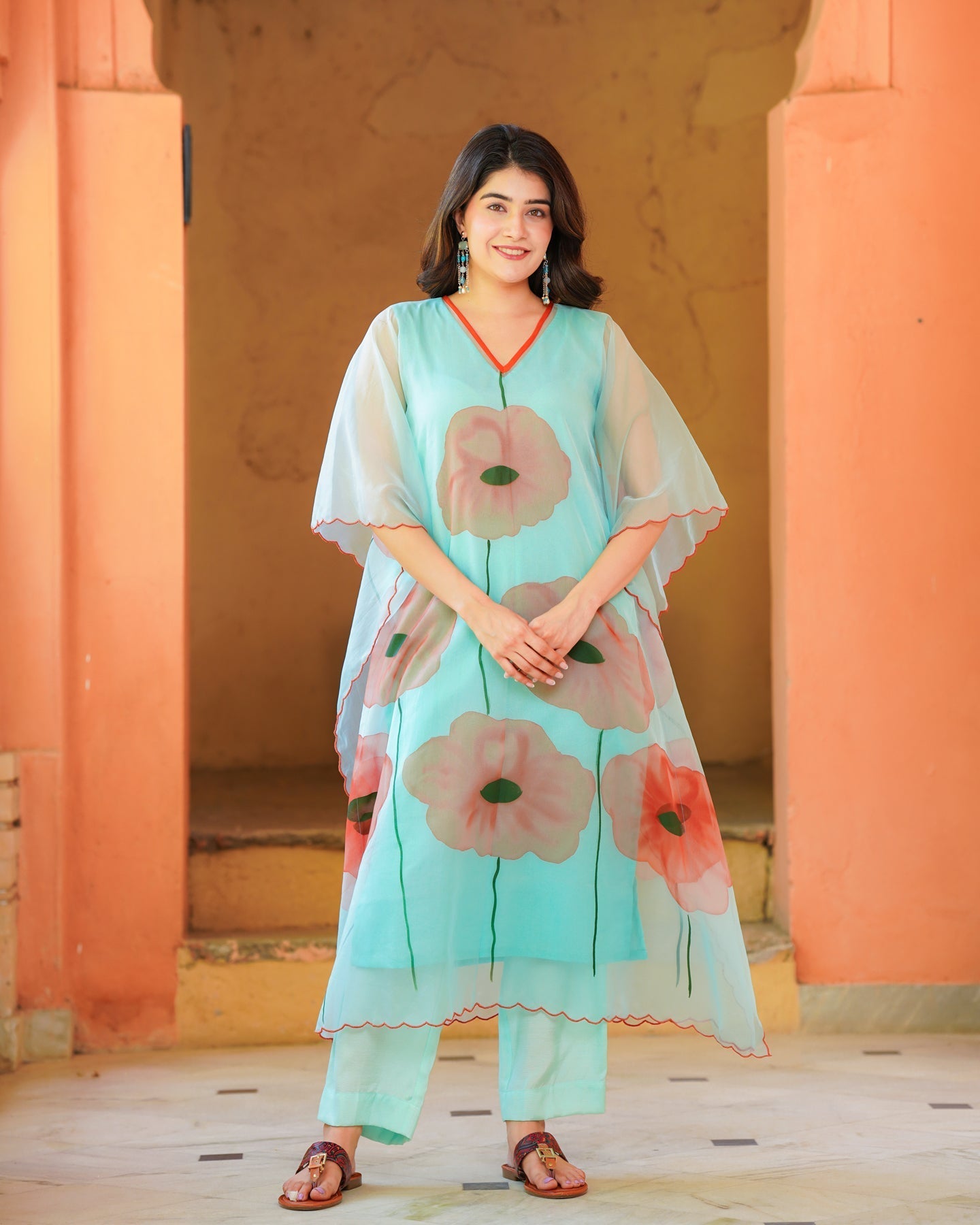 Sky Blue Tropical kurta set Set