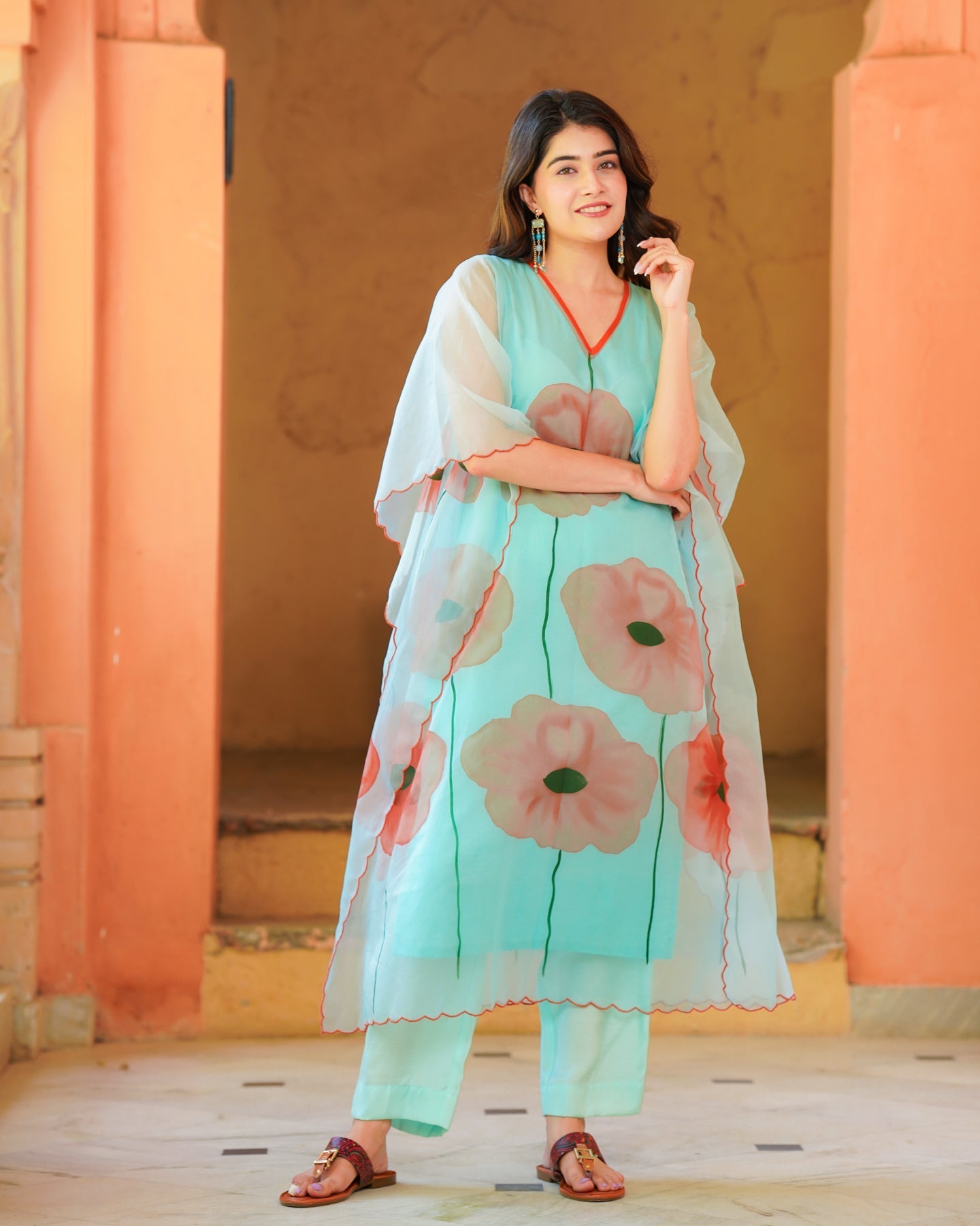 Sky Blue Tropical kurta set Set