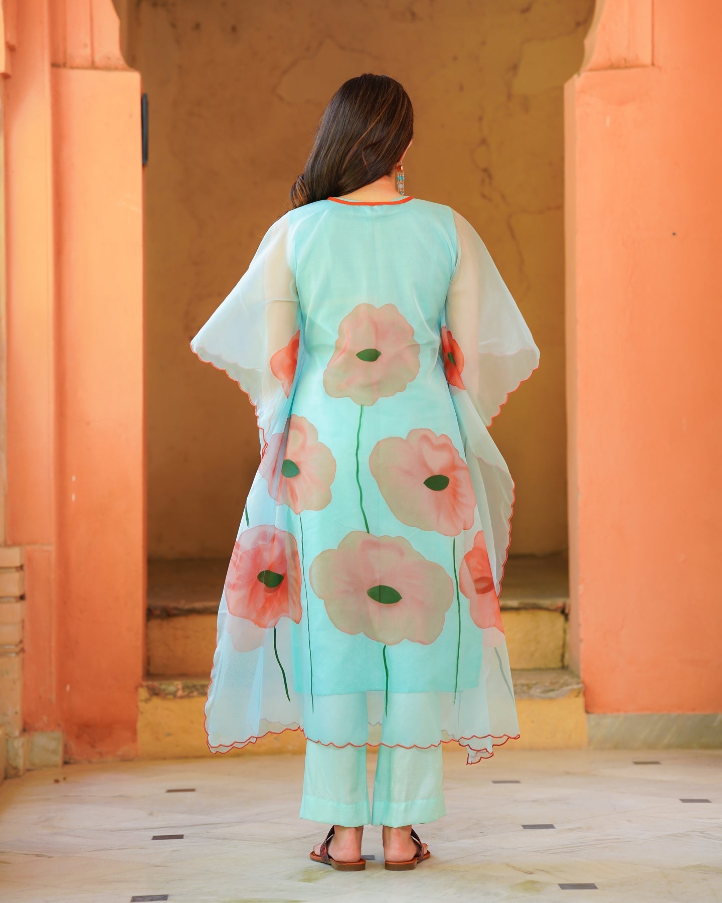 Sky Blue Tropical kurta set Set