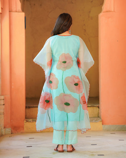 Sky Blue Tropical Kaftan Set