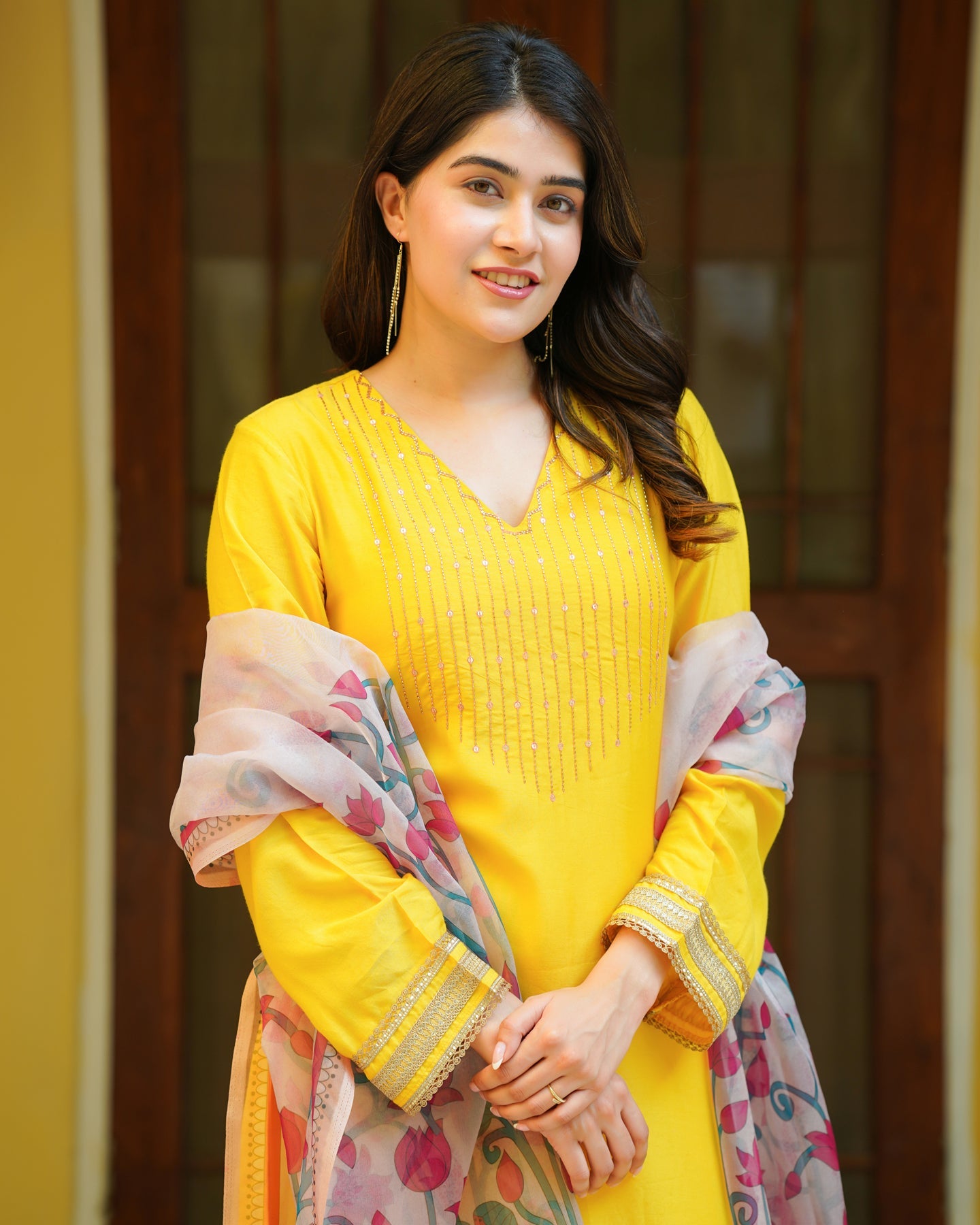 Yellow Kalamkari Suit Set