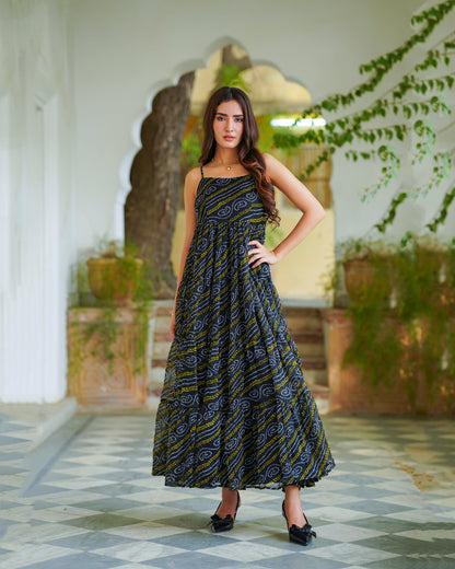 Bandhej Chiffon Maxi Dress