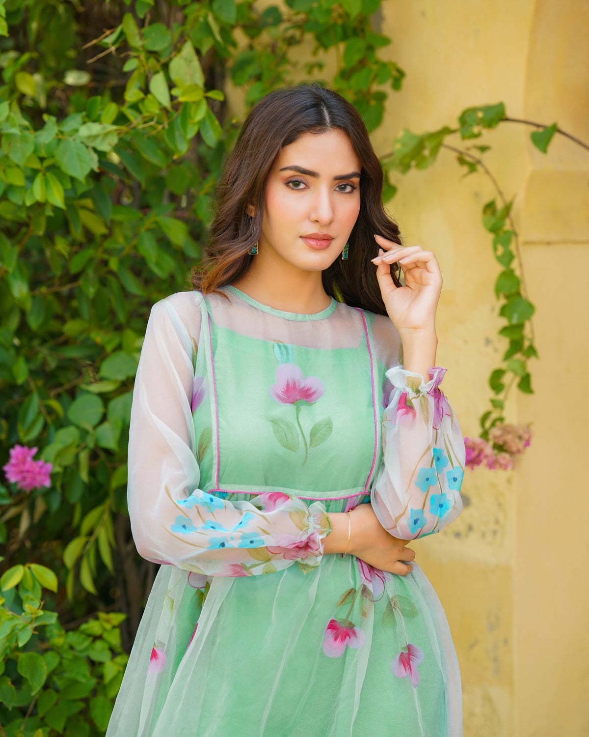 Mint Grace Handpainted Organza Dress