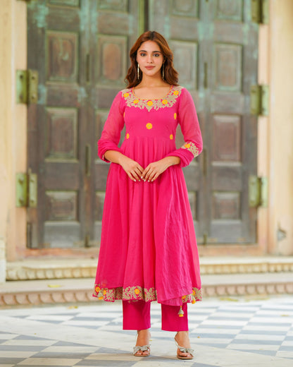 Rose Pink Anarkali Suit Set