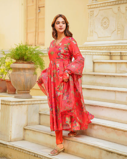 Red Angrakha Suit Set