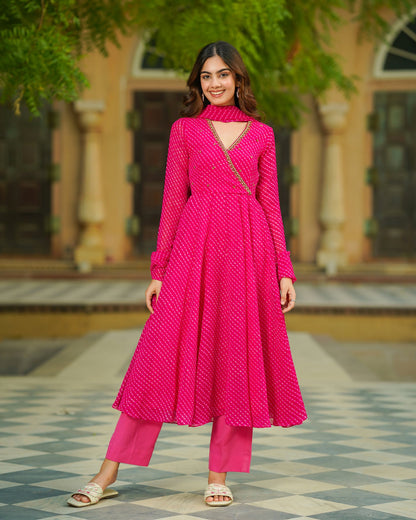 Royal Pink Leheriya Suit Set