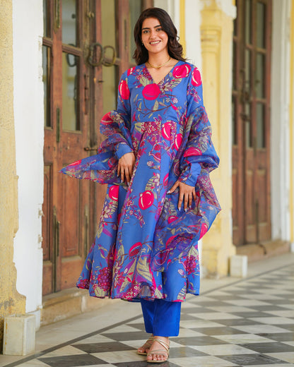 Blue Angrakha Suit Set