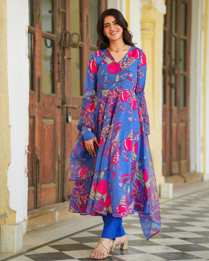 Blue Angrakha Suit Set